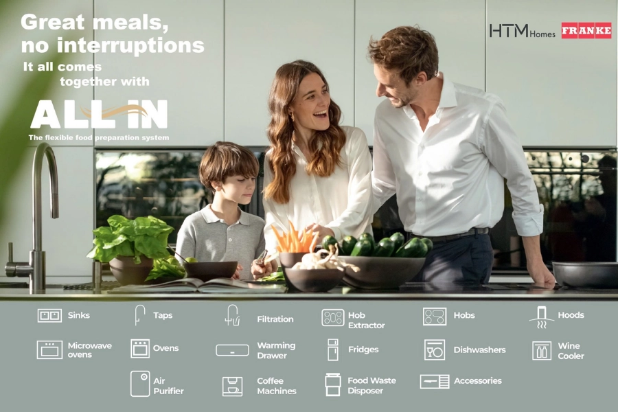 HTM Homes và Franke đồng hành kiến tạo không gian bếp đồng bộ, tối ưu công năng và tôn vinh giá trị thẩm mỹ.
