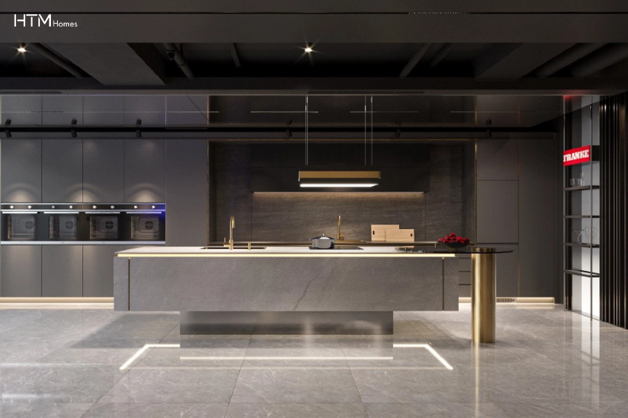 Không gian trưng bày bộ sưu tập thiết bị bếp cao cấp tại showroom HTM Homes