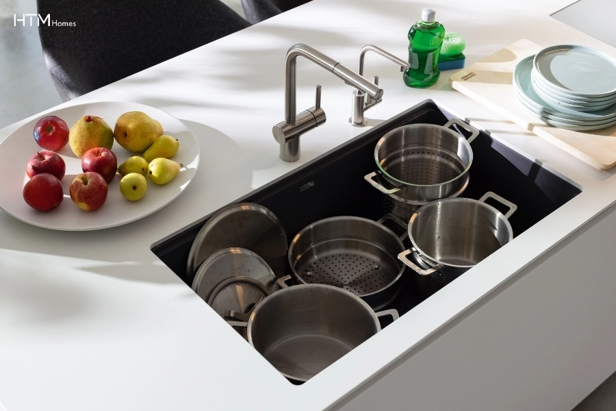 Chậu rửa chén 1 hố kích thước lớn phù hợp bếp rộng, rửa nhiều nồi lớn